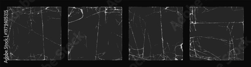 Realistic paper texture overlay, grunge square frames with creases and torn edges. Distressed album cover template, vintage photo border overlay with worn corners, retro poster background vector set