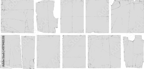 Vászonkép Realistic paper texture overlay, grunge rectangle frames with creases and worn edges