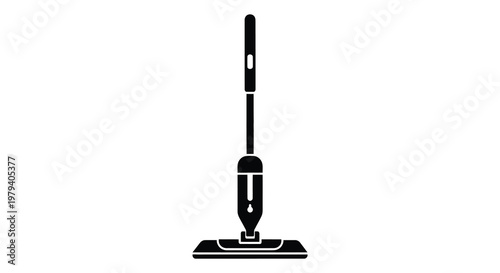 A black silhouette of a stick vacuum cleaner against a white background silhouette