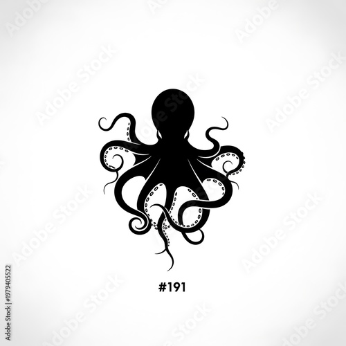 Black octopus silhouette with tentacles.