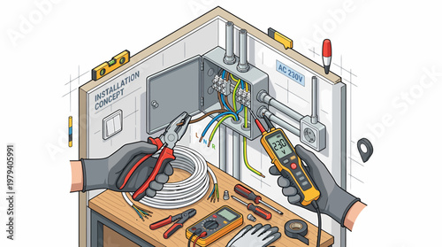 Electrical Work in Progress Wiring and Testing.
