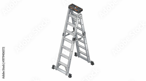 Silver Stepladder A Versatile Tool for Home and Professional Use.