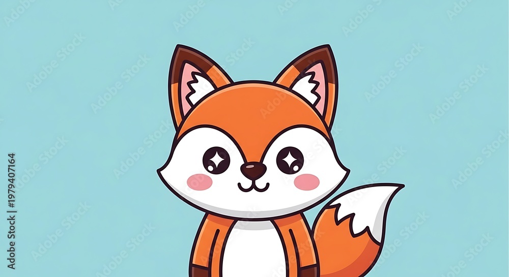 Obraz premium Cute cartoon fox with orange fur.