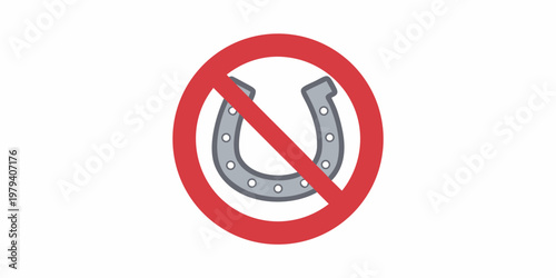 Prohibited horseshoe symbol a red circle with a diagonal bar