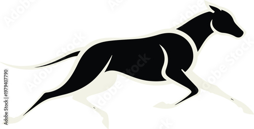 Greyhound Dog Running Fast Silhouette.