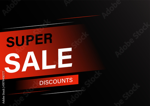 Super Sale Discount Black Red Banner