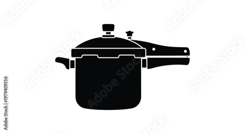 Black pressure cooker illustration a simple kitchen appliance silhouette high quality