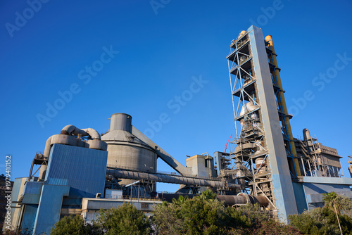Exterior view of a cement factory