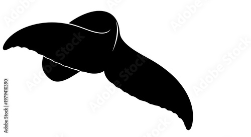 Black silhouette of a flying whale.