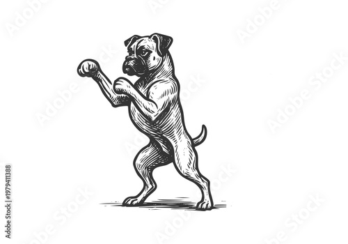 Boxer dog hand drawn simple sketch vector illustration