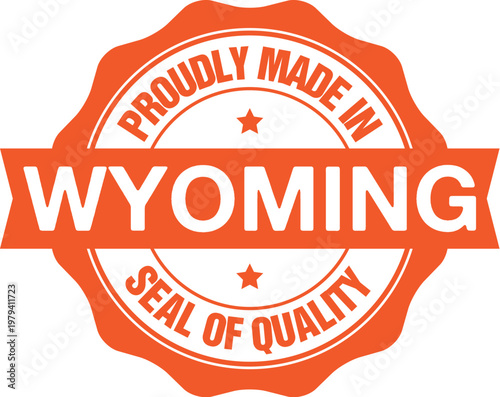 Proudly Made in Wyoming Vector Badge