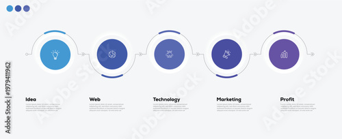 Modern minimalist, elegant, clean circular steps editable infographic design template