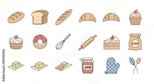 Baking Ingredients and Tools Collection.