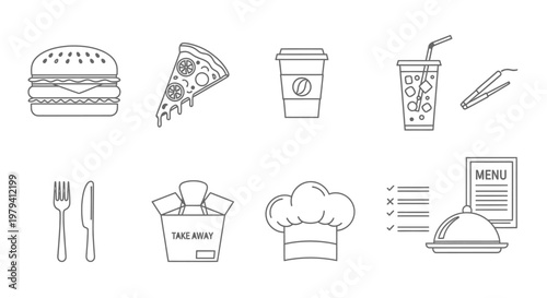 Food and drink icons set.