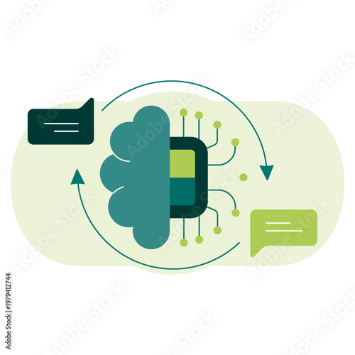 Feedback Loop Icon, Iterative Response Cycle and Output Refinement Process for AI Systems, Improving Accuracy Through Continuous Input and Output Optimization