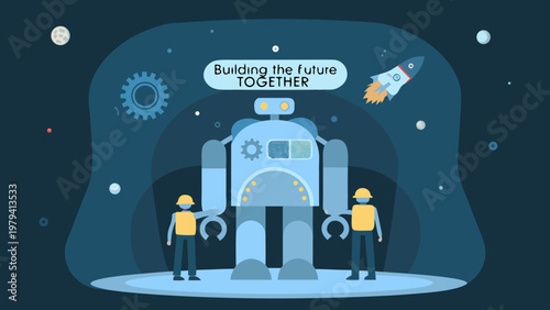 Robot collaboration with humans a rocket and gears in space
