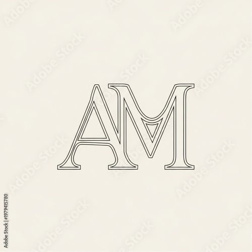 Stylized Monogram Letter AM Logo Design.