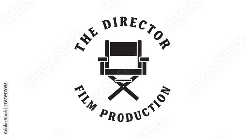 Elevator director film product logo icon with vintage style typography and minimalist black vector design
