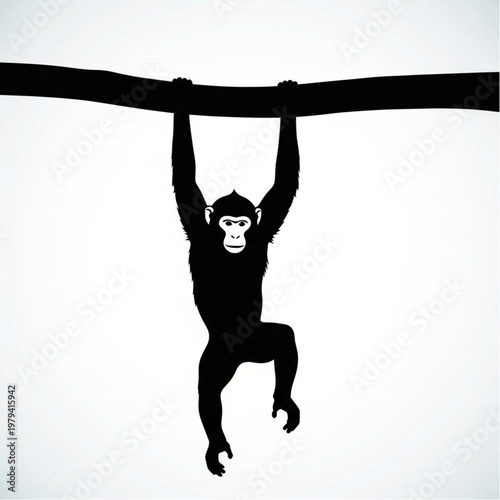 Monkey Hanging from a Bar Illustration.