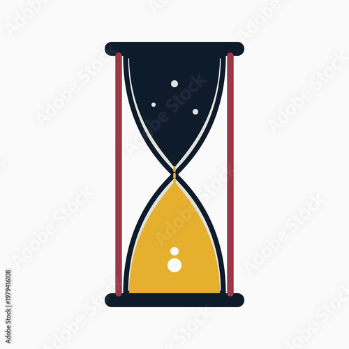 Hourglass illustration symbolizing transition between starry night and sunny day.