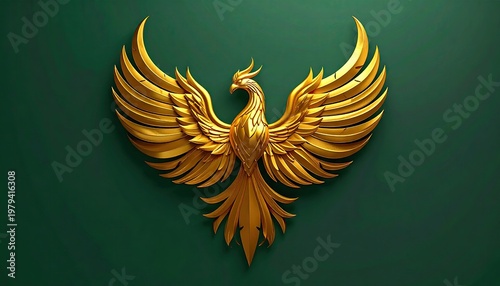 Majestic Golden Phoenix Emblem Symbol of Rebirth and Power.