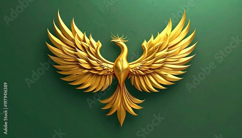 Majestic Golden Phoenix Emblem Symbol of Rebirth and Power.
