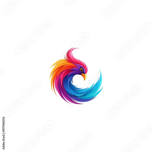 Vibrant Colorful Bird Logo Design Element.