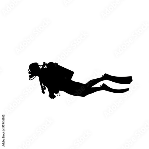 Scuba Diver Silhouette Underwater Exploration.