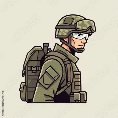 Soldier in Green Uniform and Helmet.