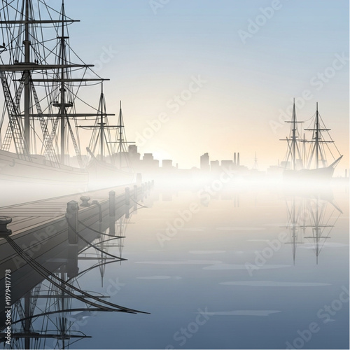 Tall Ship Sailing Vessel with Masts and Ropes.