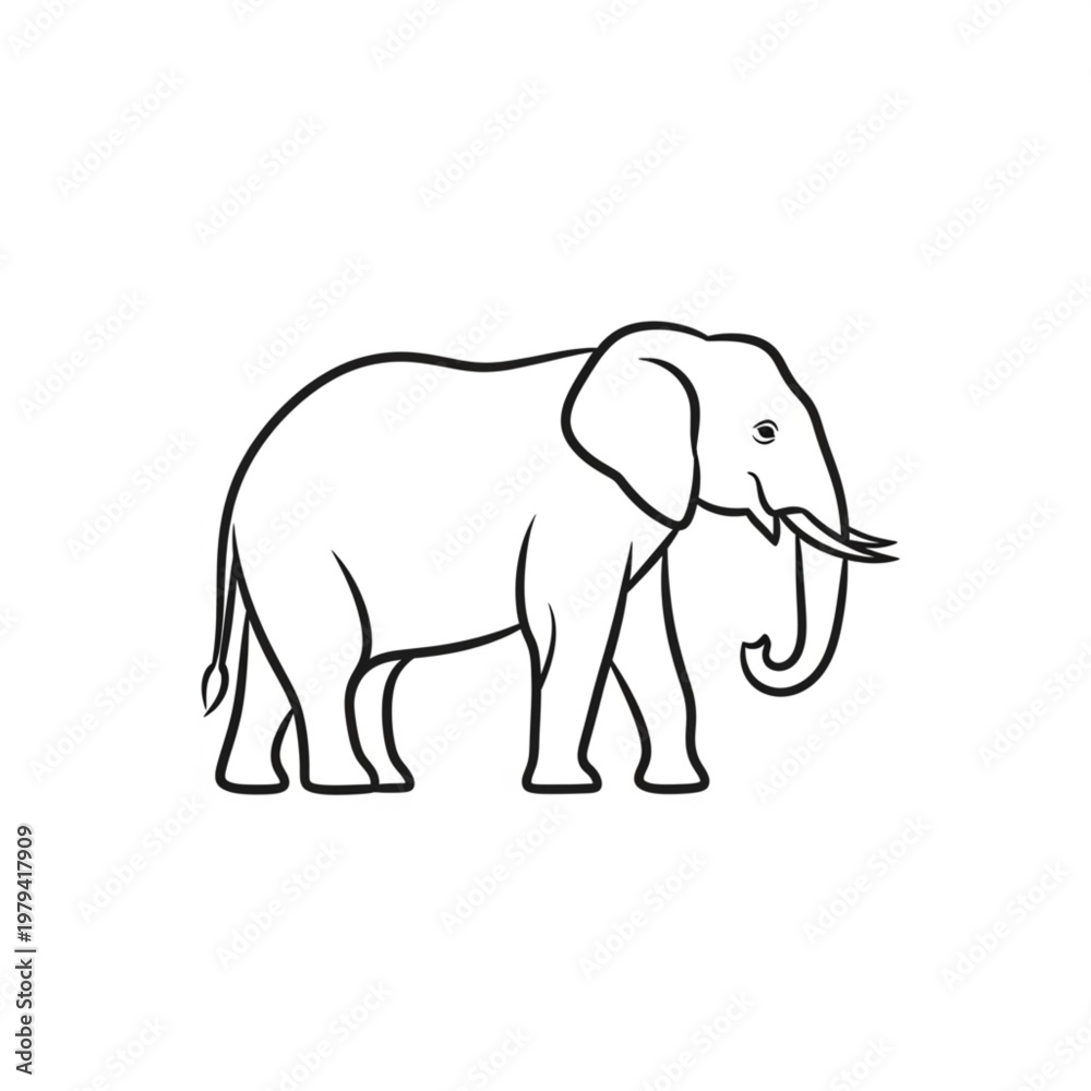 Fototapeta premium Simple Line Drawing of an Elephant.