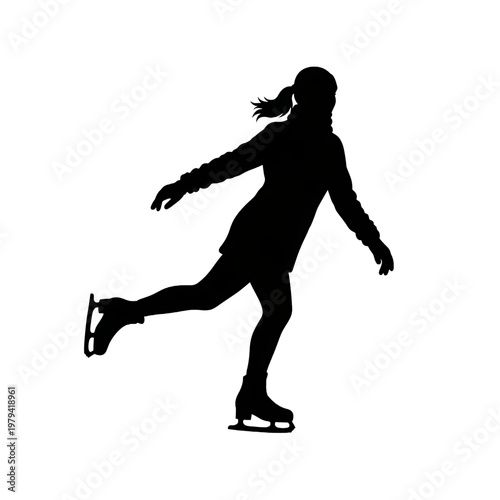Woman Ice Skating Silhouette.