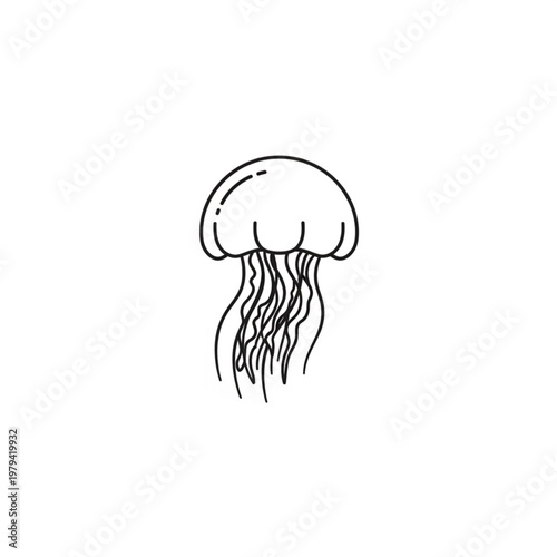 Simple Line Drawing of a Jellyfish.