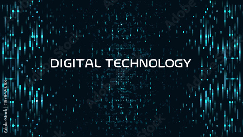 Abstract digital technology background with cascading binary code streams