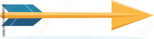 Yellow and blue arrow icon with shadow white background fletching direction movement progress illustration isolated