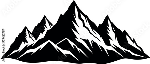 mountain silhouette vector, mountain landscape black symbol, mountain icon