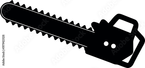 Chainsaw silhouette vector, Chainsaw black symbol, Chainsaw icon