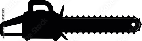 Chainsaw silhouette vector, Chainsaw black symbol, Chainsaw icon