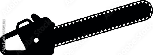 Chainsaw silhouette vector, Chainsaw black symbol, Chainsaw icon