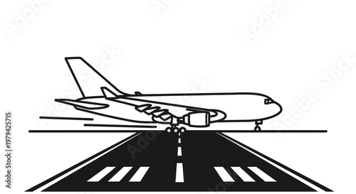 Airplane on runway ready for takeoff or landing.