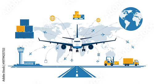 Airplane Taking Off from Airport Runway.