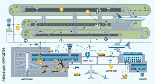 Airplane Terminal Airport Infrastructure Layout.