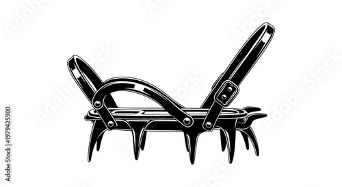 Black metal lawn rake with sharp tines and curved handle.