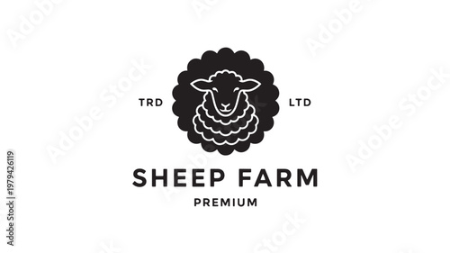 Sheep farm premium logo with black wool sheep icon and TRD LTD initials for branding and packaging design