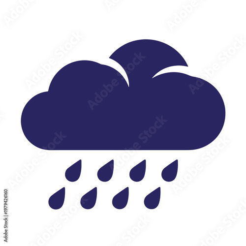 Dark blue cloud with raindrops, weather