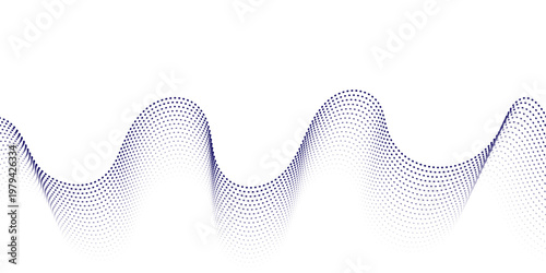 Blue abstract vector background with curved lines and a halftone dot pattern featuring a technology helix design for an artistic business template illustration