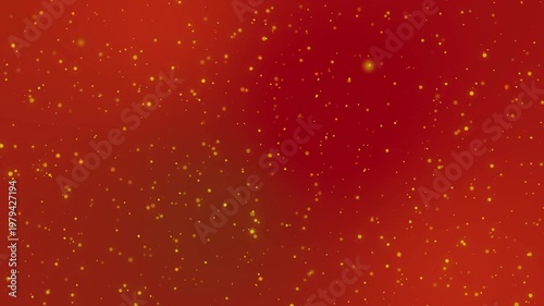 Golden Glitter Sparkles on Red Gradient Background Abstract