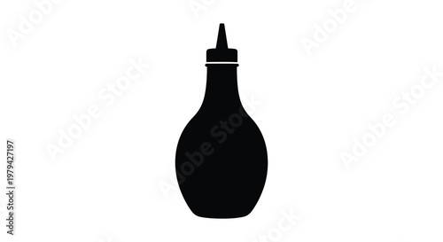 Simple black silhouette of a ketchup or sauce bottle minimalist style silhouette