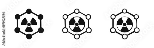Radioactive Atom Structure Icons, Nuclear Science and Energy
