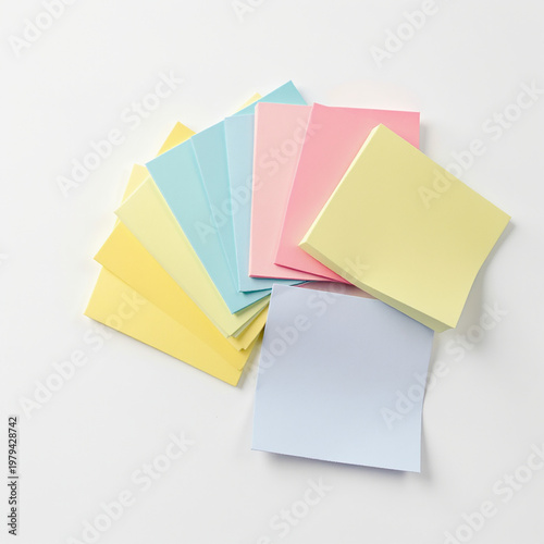 Colorful Pastel Sticky Notes Stack Isolated on White Background